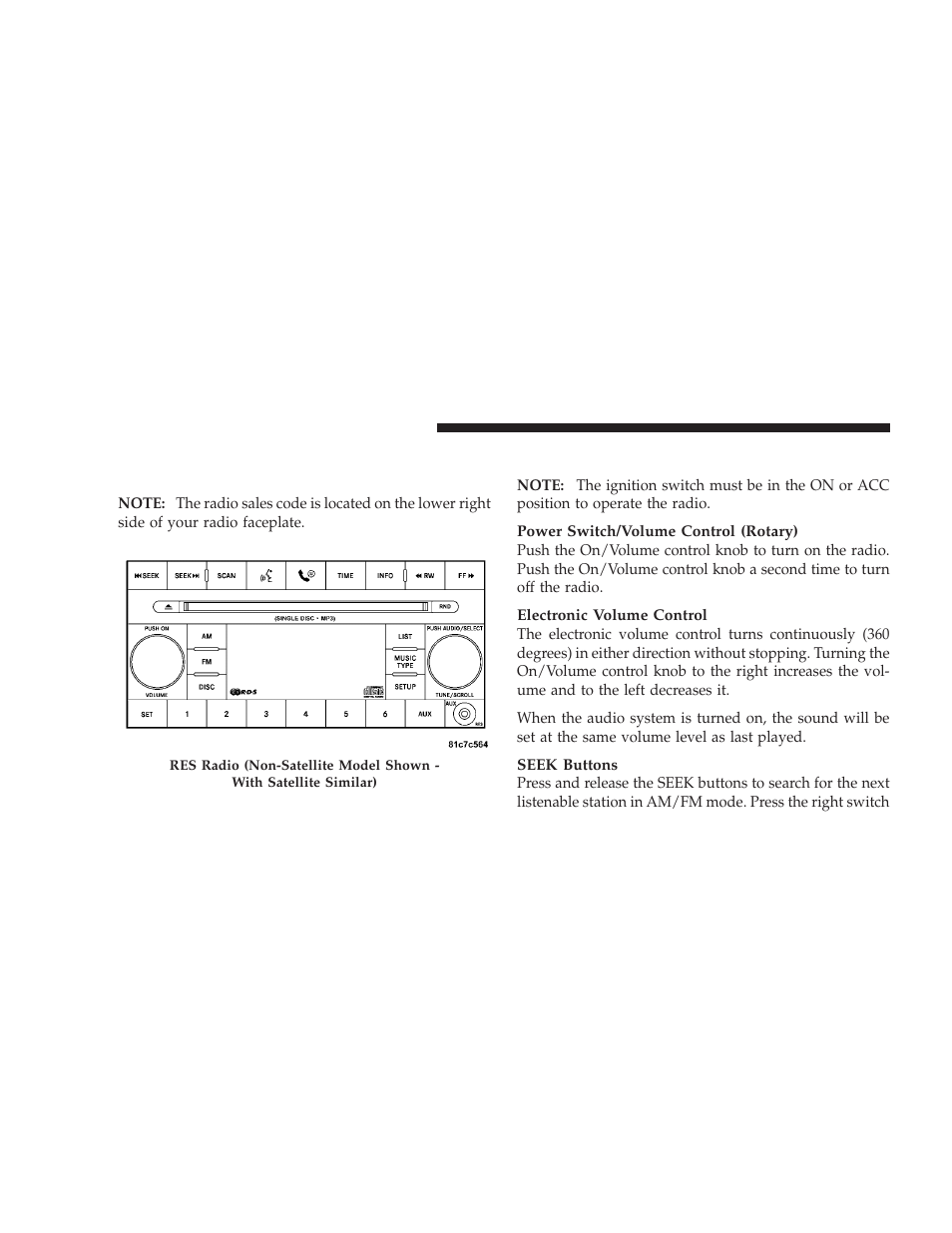 Operating instructions - radio mode | Dodge 2009 Journey User Manual | Page 256 / 523