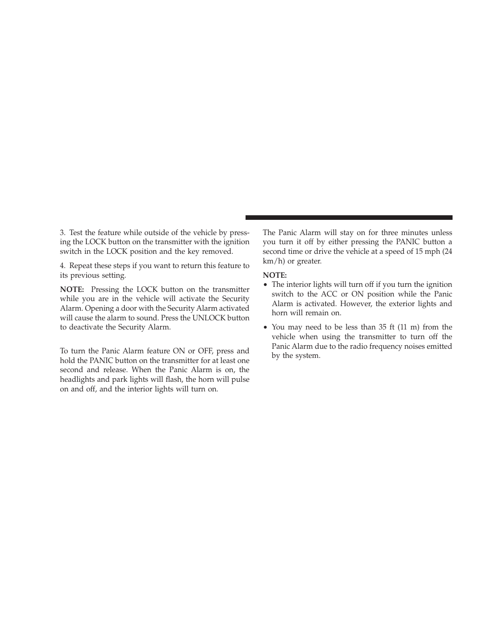 Using the panic alarm | Dodge 2009 Journey User Manual | Page 26 / 523