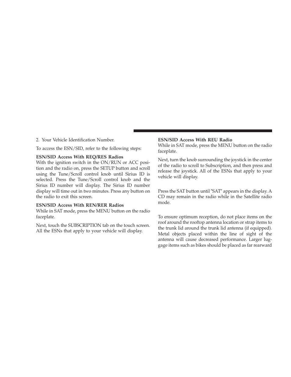 Selecting satellite mode, Satellite antenna | Dodge 2009 Journey User Manual | Page 274 / 523
