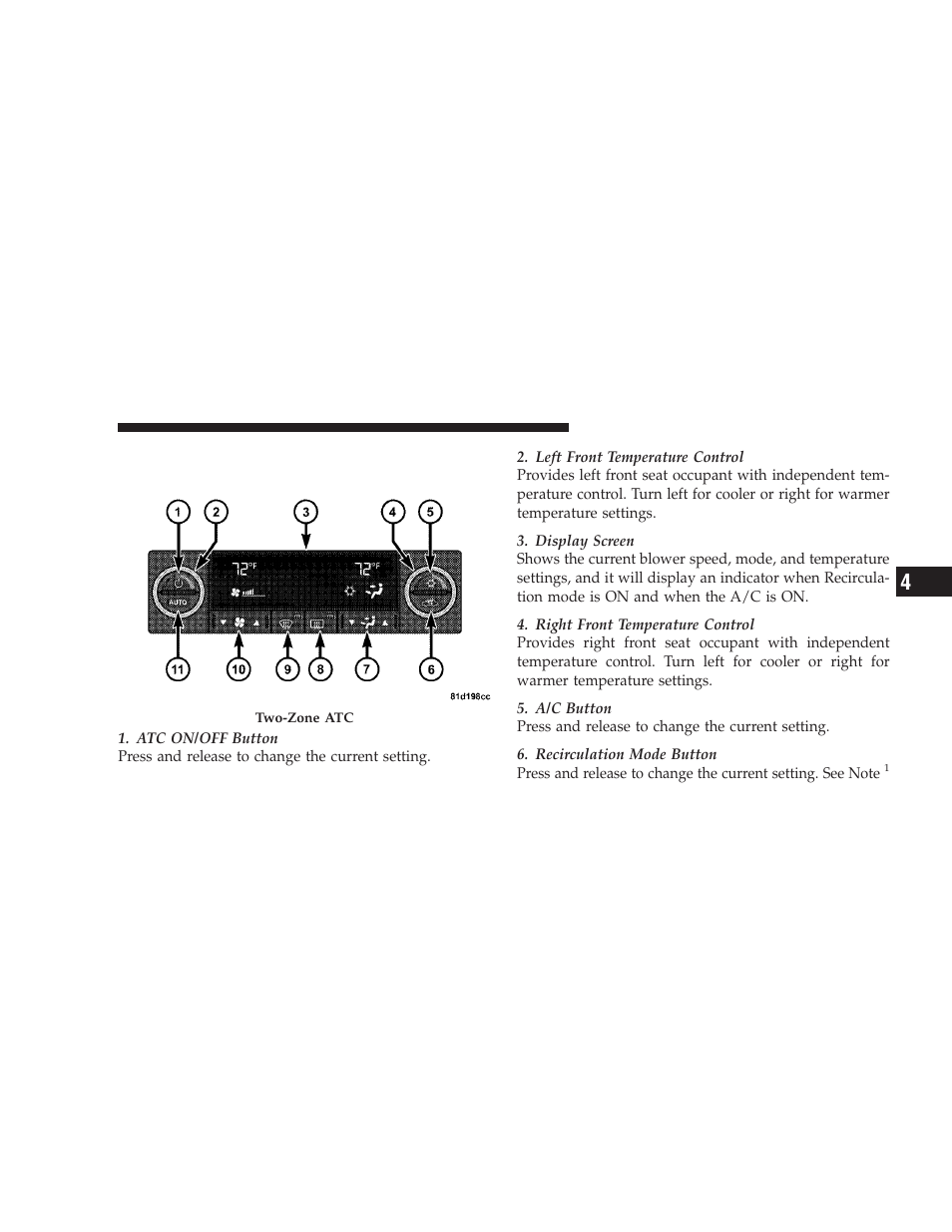 Two- and three-zone automatic temperature, Control (atc) systems — if equipped | Dodge 2009 Journey User Manual | Page 295 / 523