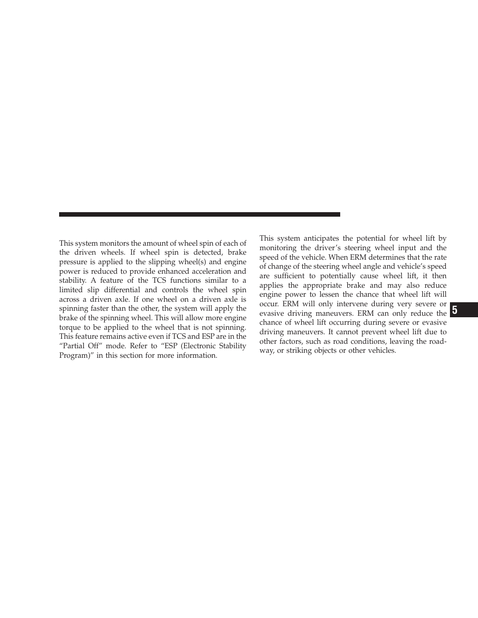 Traction control system (tcs), Electronic roll mitigation (erm) | Dodge 2009 Journey User Manual | Page 333 / 523