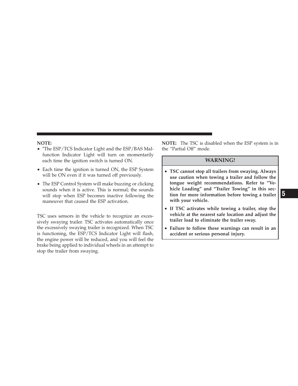 Trailer sway control (tsc) | Dodge 2009 Journey User Manual | Page 337 / 523