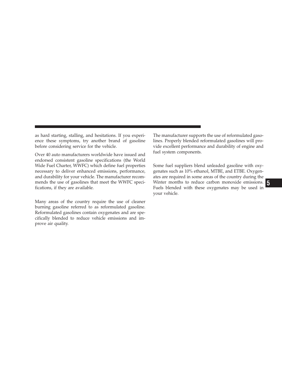 Reformulated gasoline, Gasoline/oxygenate blends | Dodge 2009 Journey User Manual | Page 371 / 523