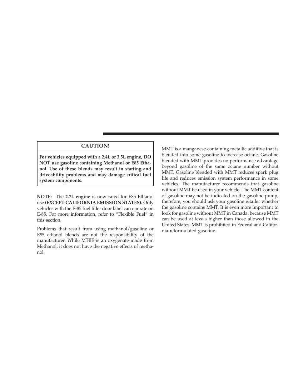 Mmt in gasoline | Dodge 2009 Journey User Manual | Page 372 / 523