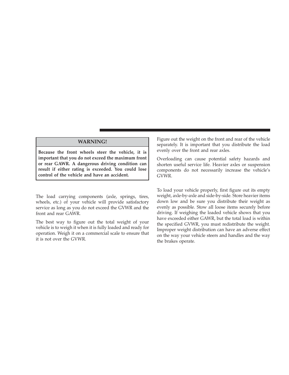 Overloading, Loading | Dodge 2009 Journey User Manual | Page 378 / 523