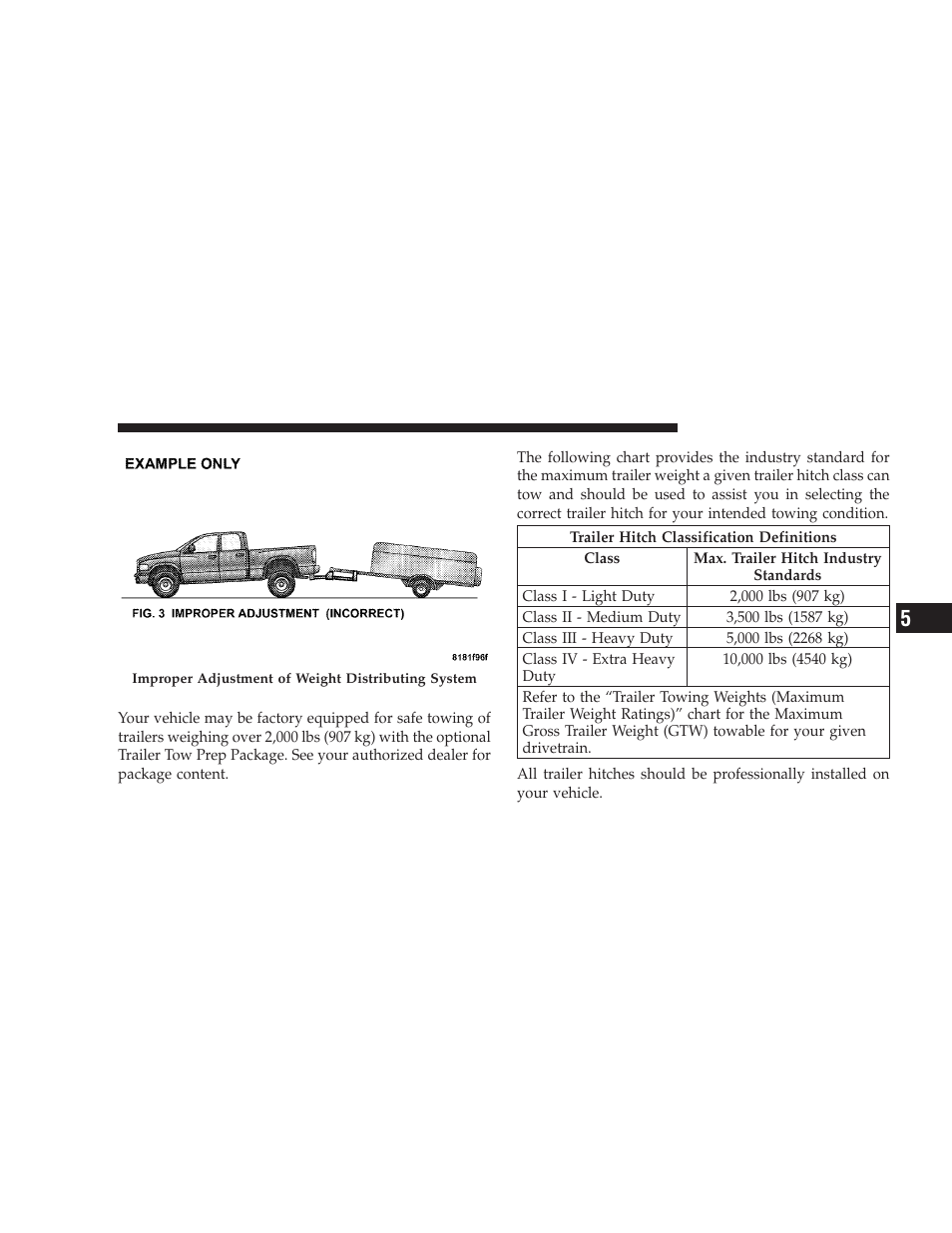 Trailer hitch classification | Dodge 2009 Journey User Manual | Page 383 / 523