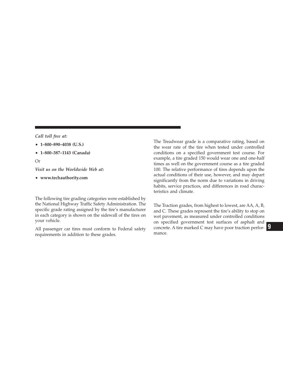 Treadwear, Traction grades, Department of transportation uniform | Tire quality grades | Dodge 2009 Journey User Manual | Page 495 / 523