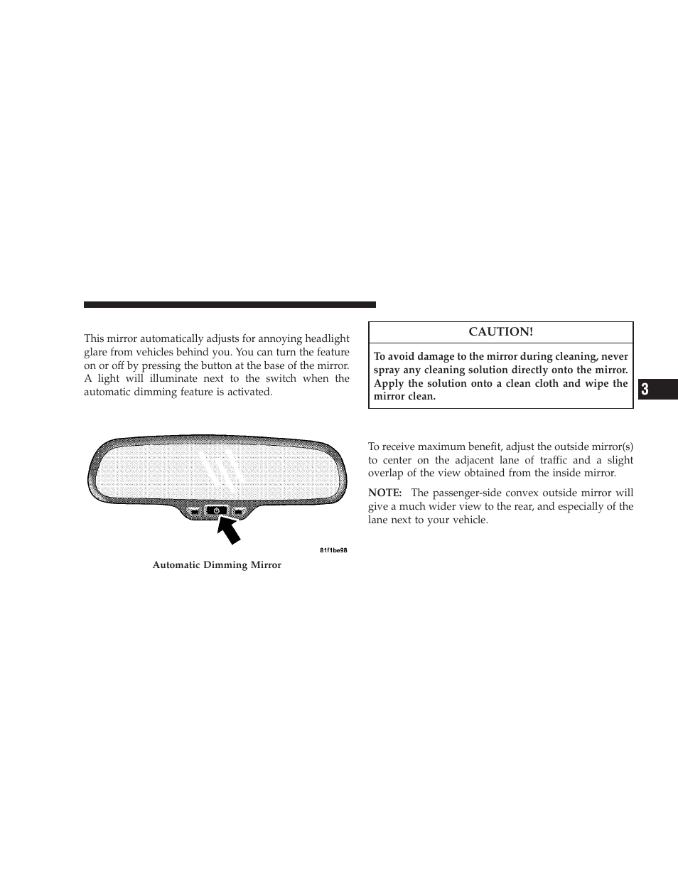 Automatic dimming inside mirror - if equipped, Outside mirrors | Dodge 2009 Journey User Manual | Page 91 / 523