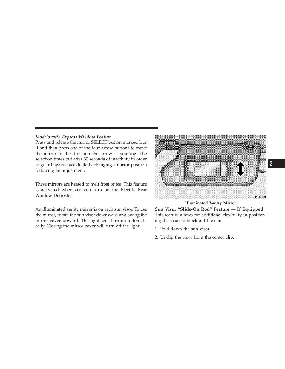 Heated remote control mirrors - if equipped, Illuminated vanity mirrors - if equipped | Dodge 2009 Journey User Manual | Page 93 / 523