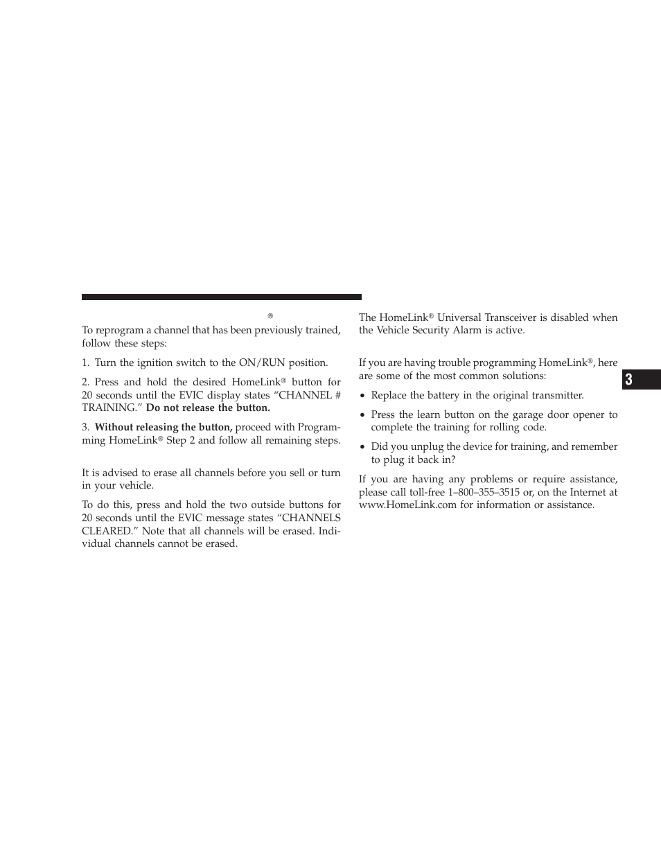 Reprogramming a single homelink button, Security, Troubleshooting tips | Reprogramming a single, Homelink, Button | Dodge 2009 Charger User Manual | Page 153 / 484