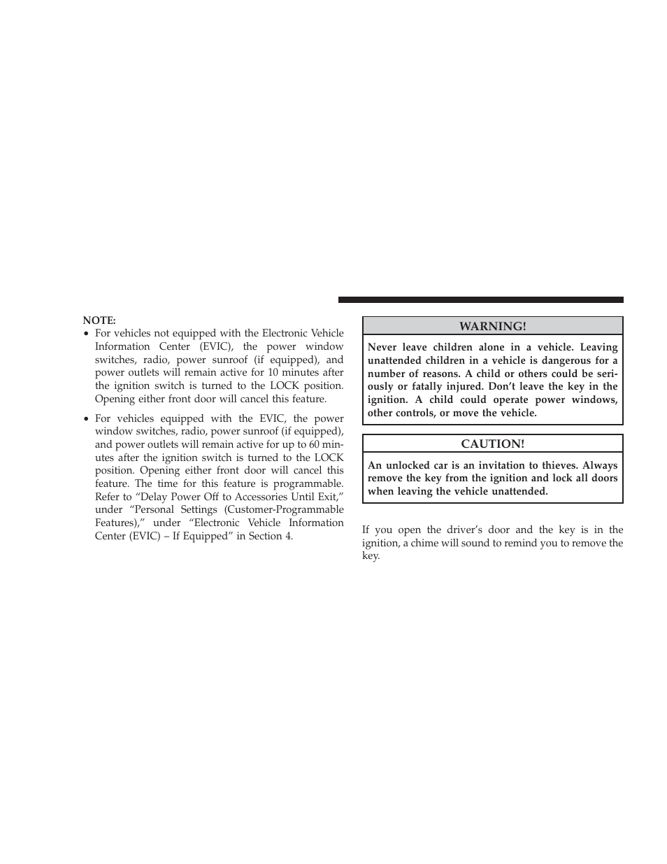 Key-in-ignition reminder | Dodge 2009 Charger User Manual | Page 16 / 484
