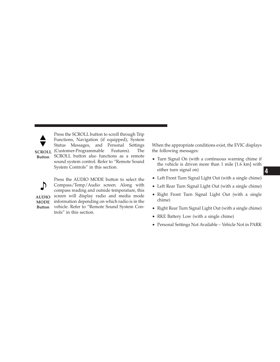 Electronic vehicle information center (evic), Displays | Dodge 2009 Charger User Manual | Page 187 / 484