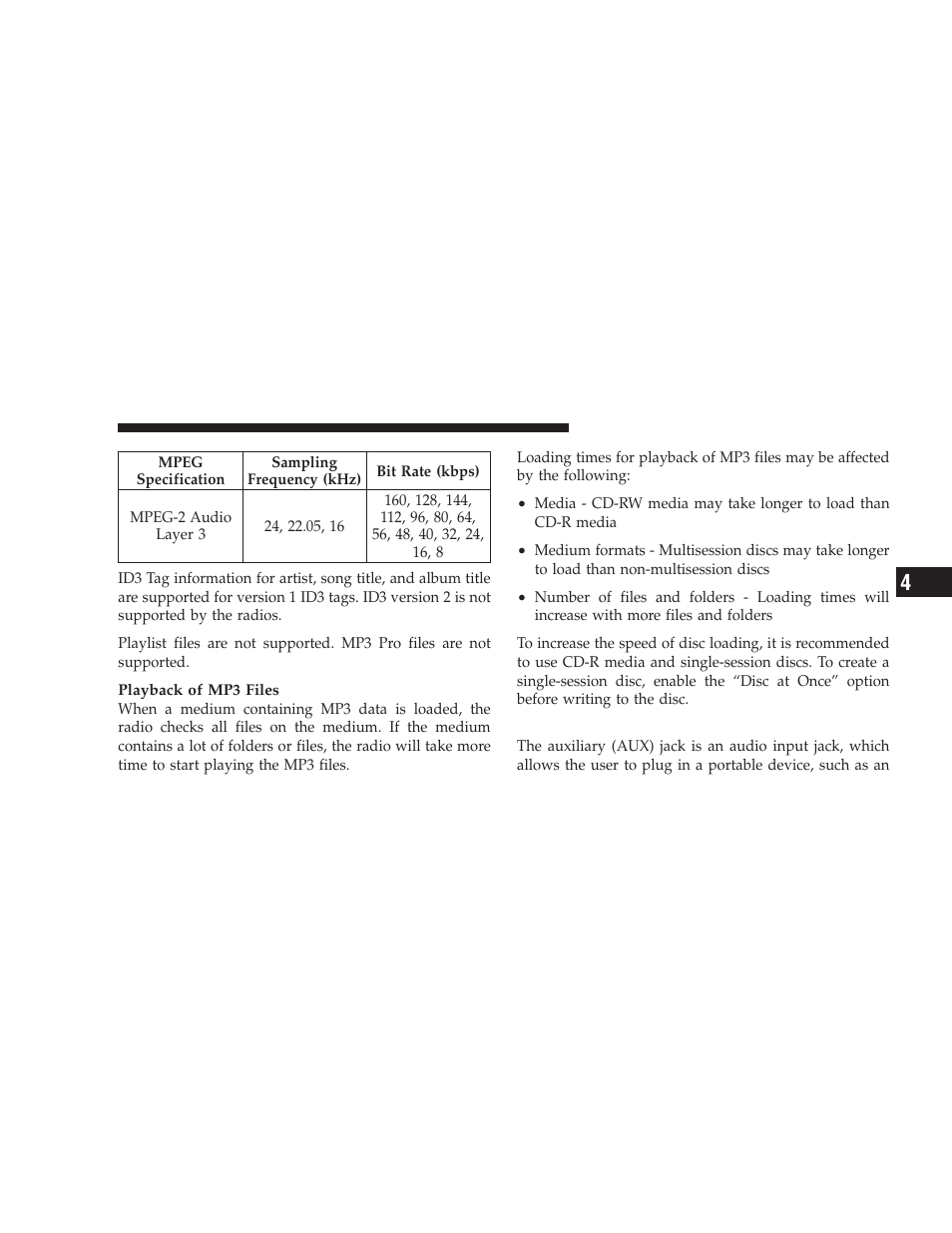 Operation instructions - auxiliary mode | Dodge 2009 Charger User Manual | Page 225 / 484