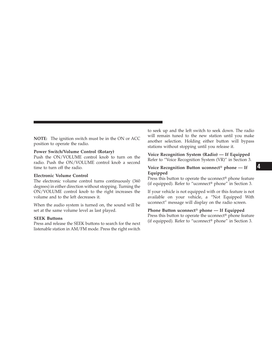 Operating instructions - radio mode, Operating instructions — radio mode | Dodge 2009 Charger User Manual | Page 227 / 484