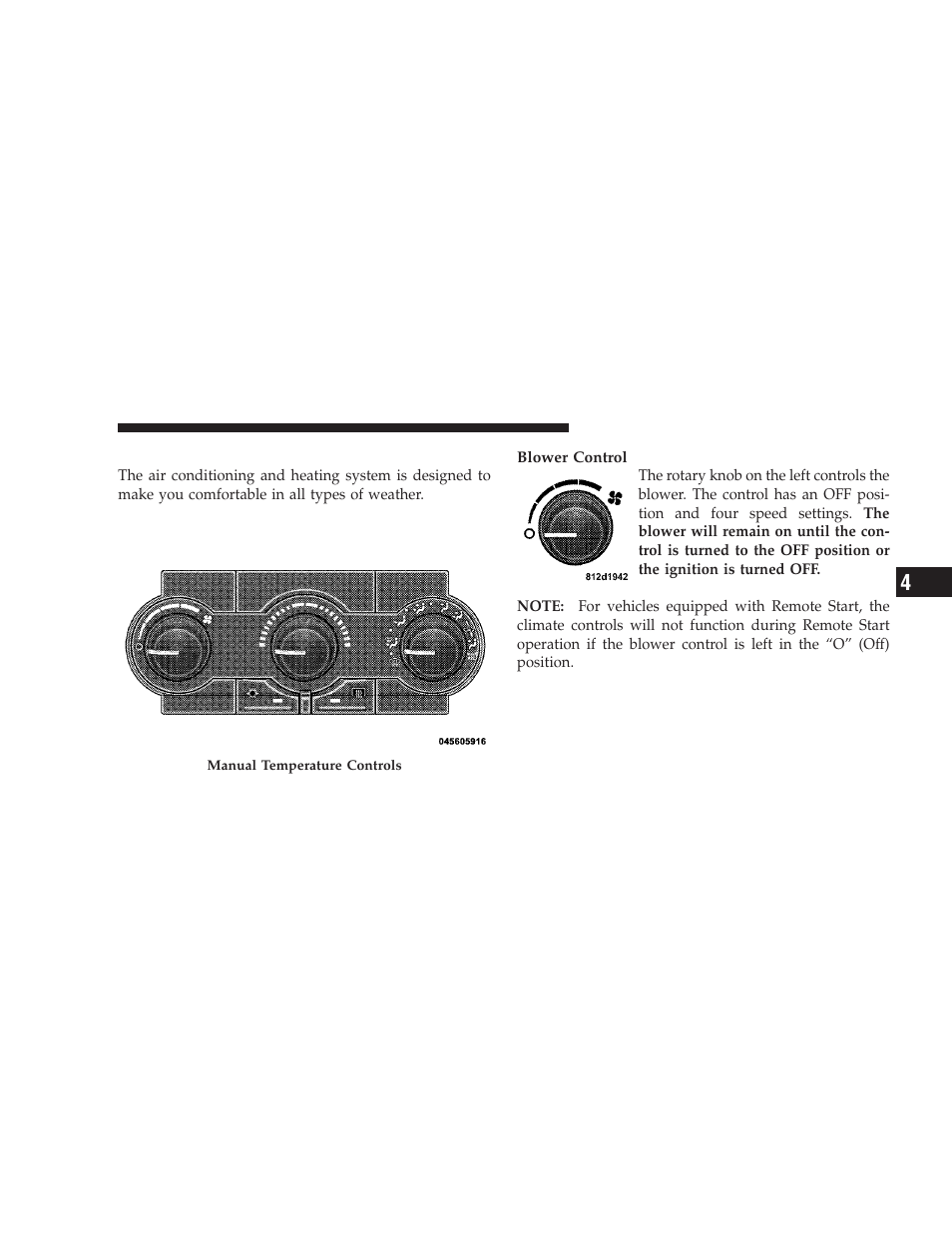 Manual air conditioning and heating system, Climate controls, Manual air conditioning and heating | System | Dodge 2009 Charger User Manual | Page 255 / 484