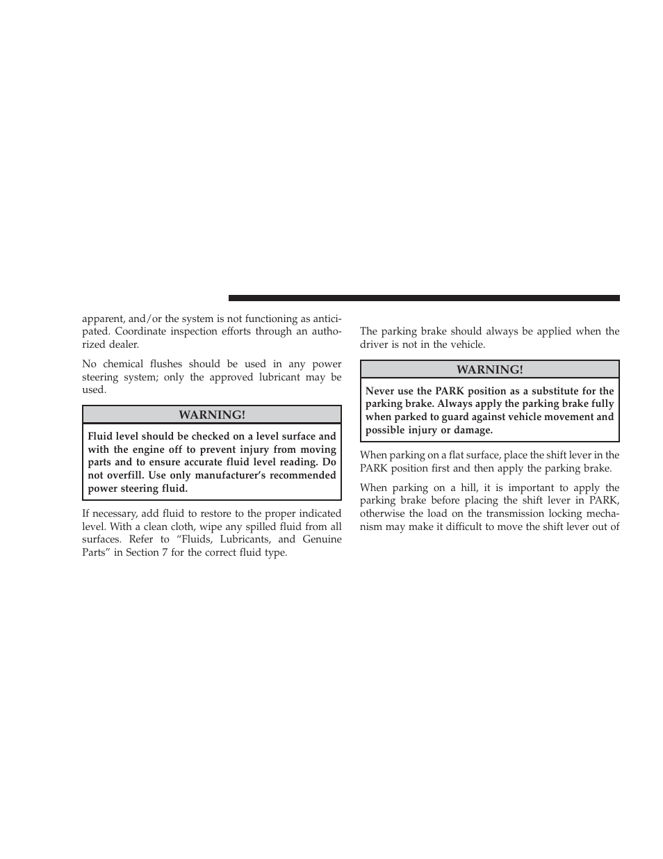 Parking brake | Dodge 2009 Charger User Manual | Page 294 / 484