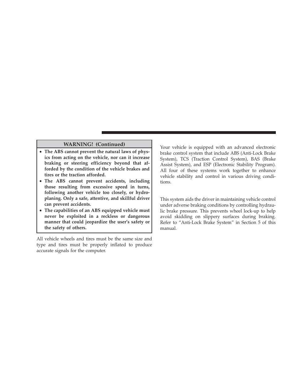 Electronic brake control system, Abs (anti-lock brake system) | Dodge 2009 Charger User Manual | Page 298 / 484