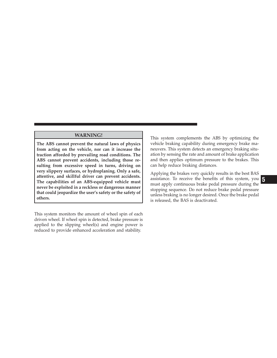 Tcs (traction control system), Bas (brake assist system) | Dodge 2009 Charger User Manual | Page 299 / 484