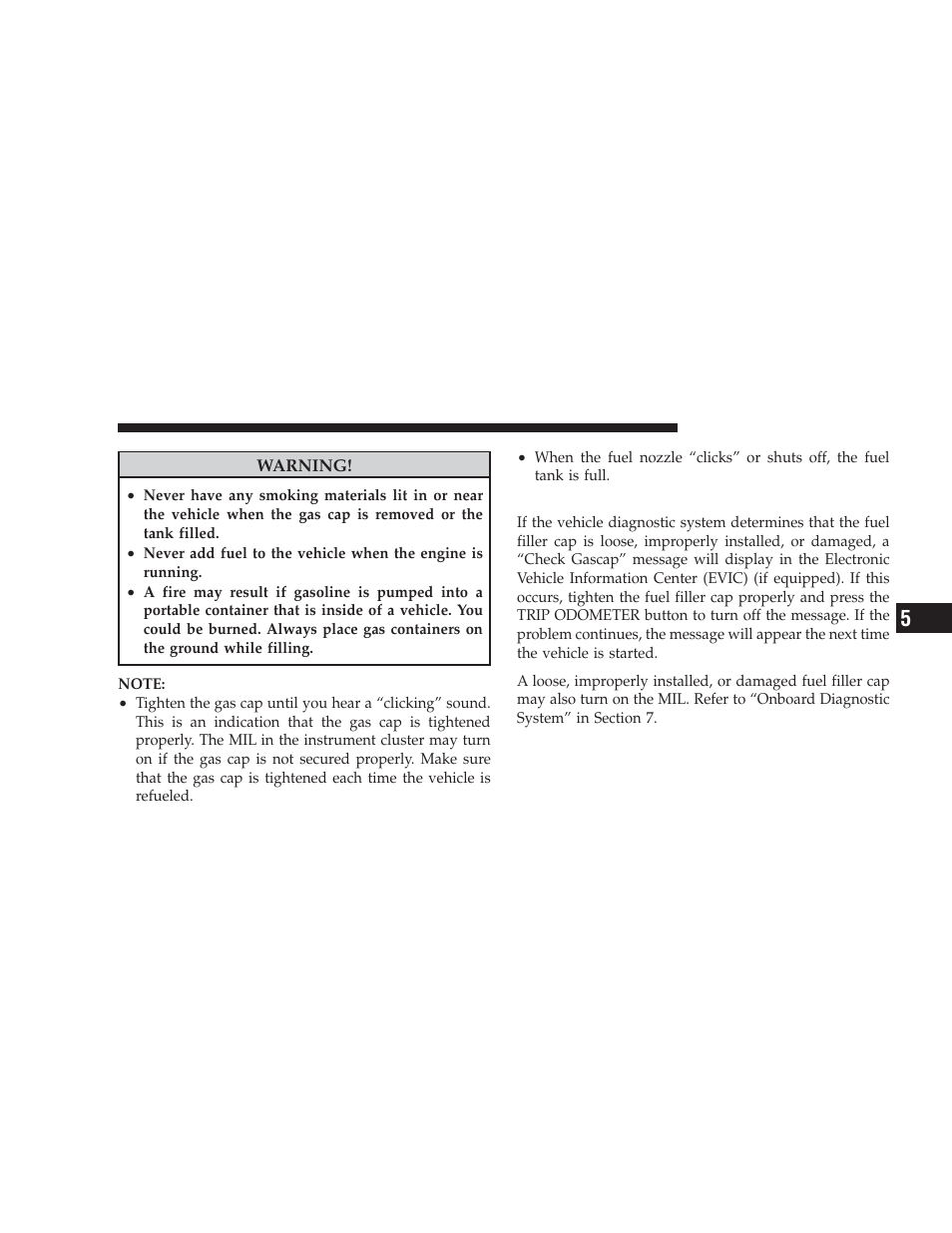 Loose fuel filler cap message, Vehicle loading | Dodge 2009 Charger User Manual | Page 341 / 484