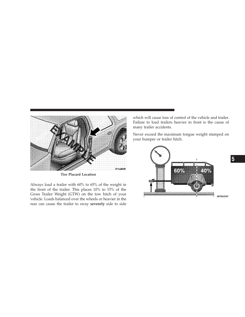 Trailer and tongue weight | Dodge 2009 Charger User Manual | Page 349 / 484