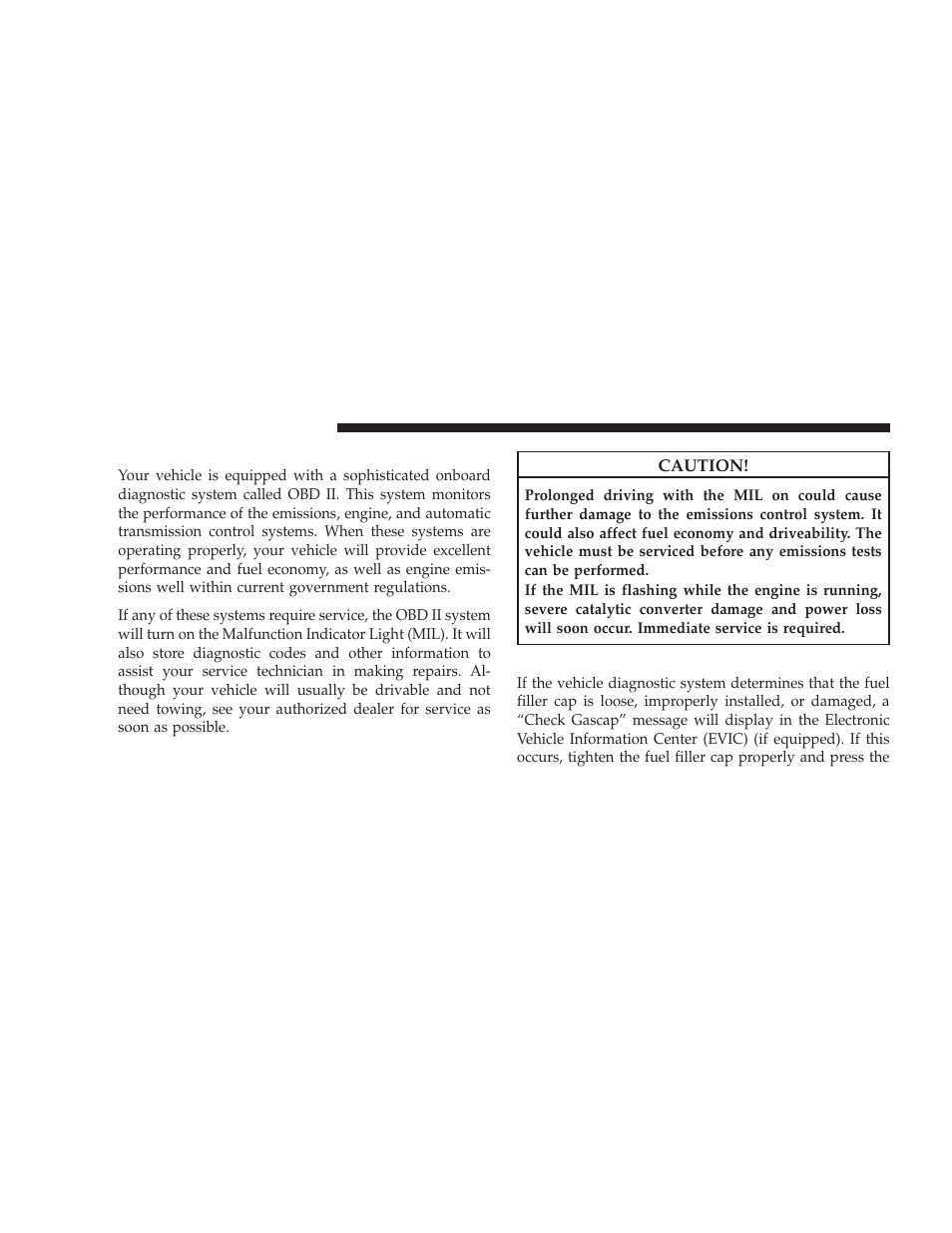 Loose fuel filler cap, Onboard diagnostic system — obd ii | Dodge 2009 Charger User Manual | Page 384 / 484