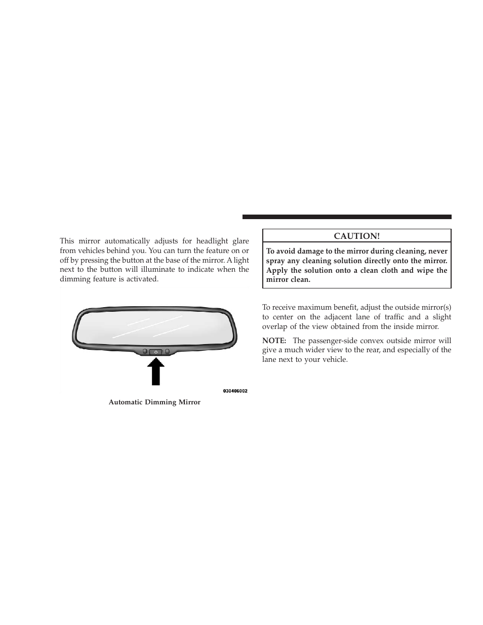 Automatic dimming inside mirror - if equipped, Outside mirrors, Automatic dimming inside mirror — if | Equipped | Dodge 2009 Charger User Manual | Page 88 / 484