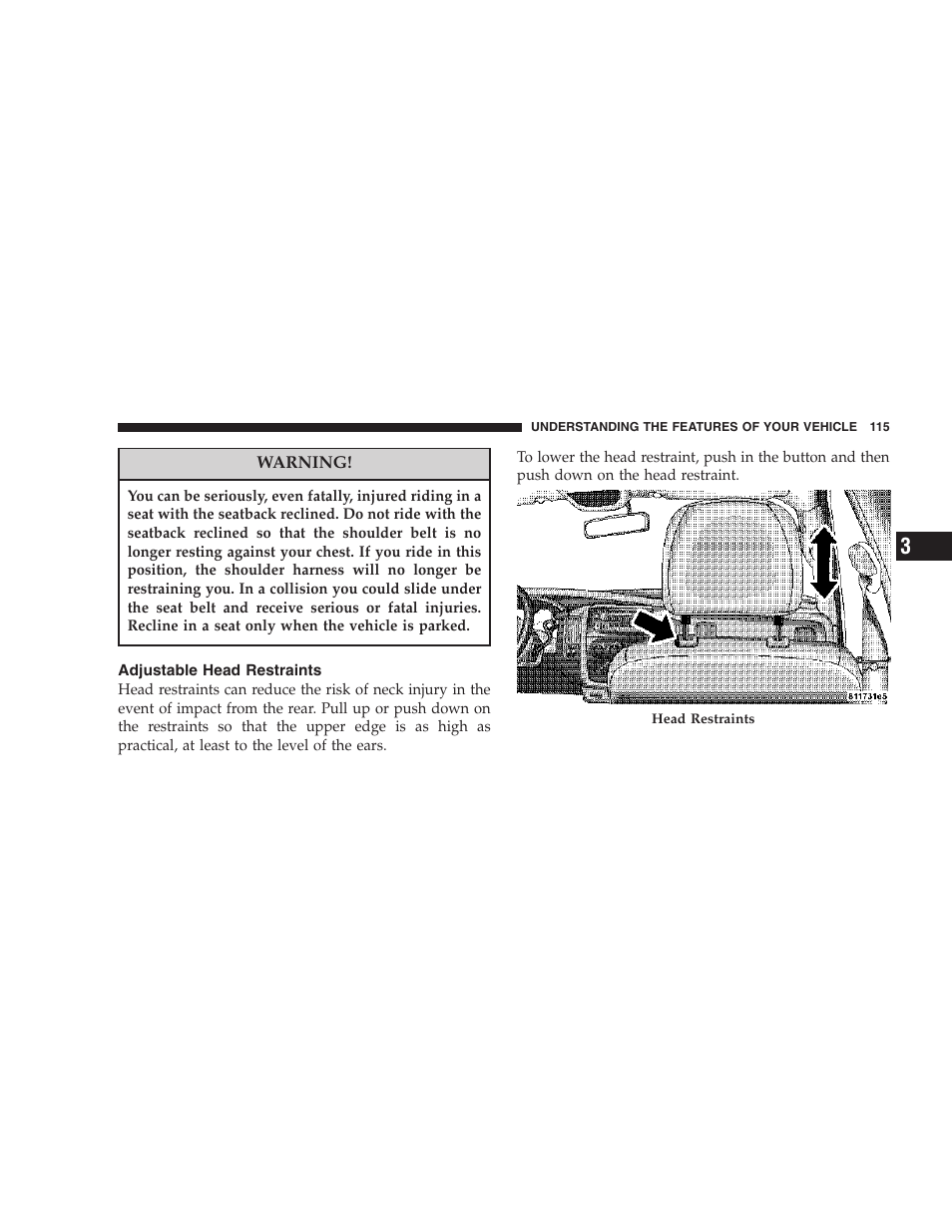 Adjustable head restraints | Dodge 2007 Ram Chassis Cab User Manual | Page 115 / 532