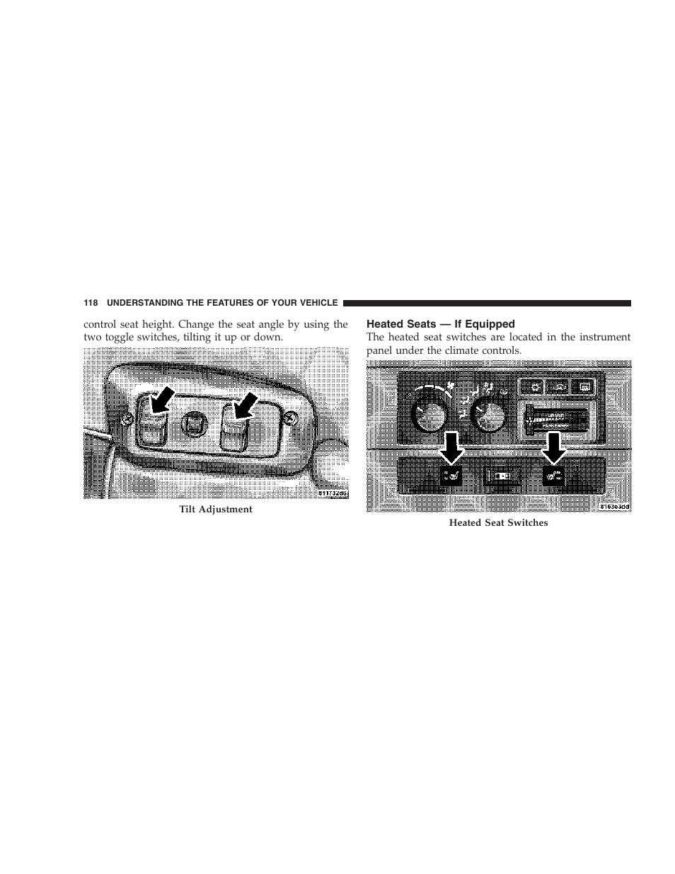 Heated seats — if equipped | Dodge 2007 Ram Chassis Cab User Manual | Page 118 / 532