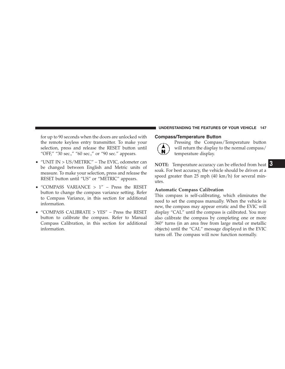 Compass/temperature button | Dodge 2007 Ram Chassis Cab User Manual | Page 147 / 532