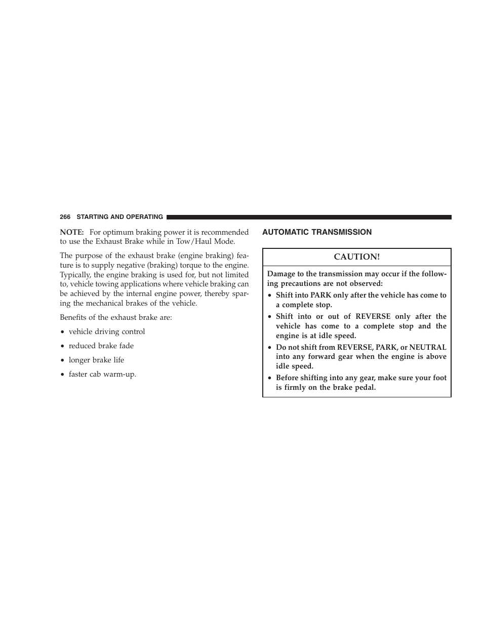 Automatic transmission | Dodge 2007 Ram Chassis Cab User Manual | Page 266 / 532