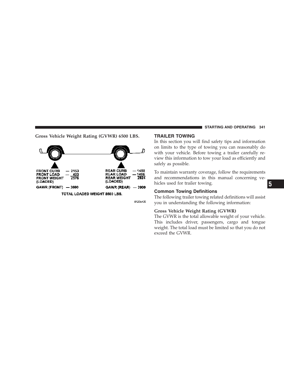 Trailer towing, Common towing definitions | Dodge 2007 Ram Chassis Cab User Manual | Page 341 / 532