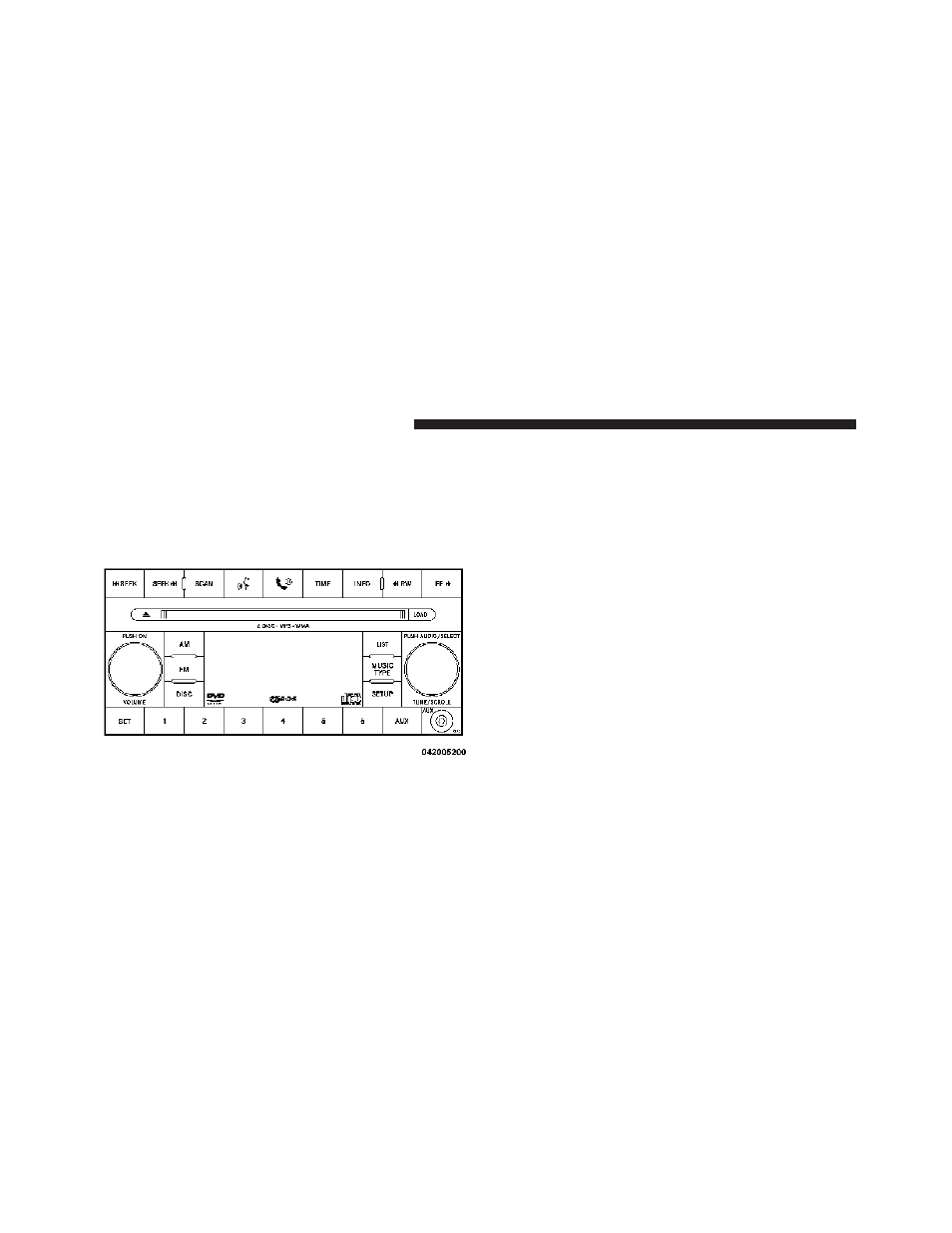 Operating instructions - radio mode, Sales code req — am/fm stereo radio and, 6–disc cd changer (mp3/wma aux jack) | Dodge 2009 Challenger User Manual | Page 184 / 469