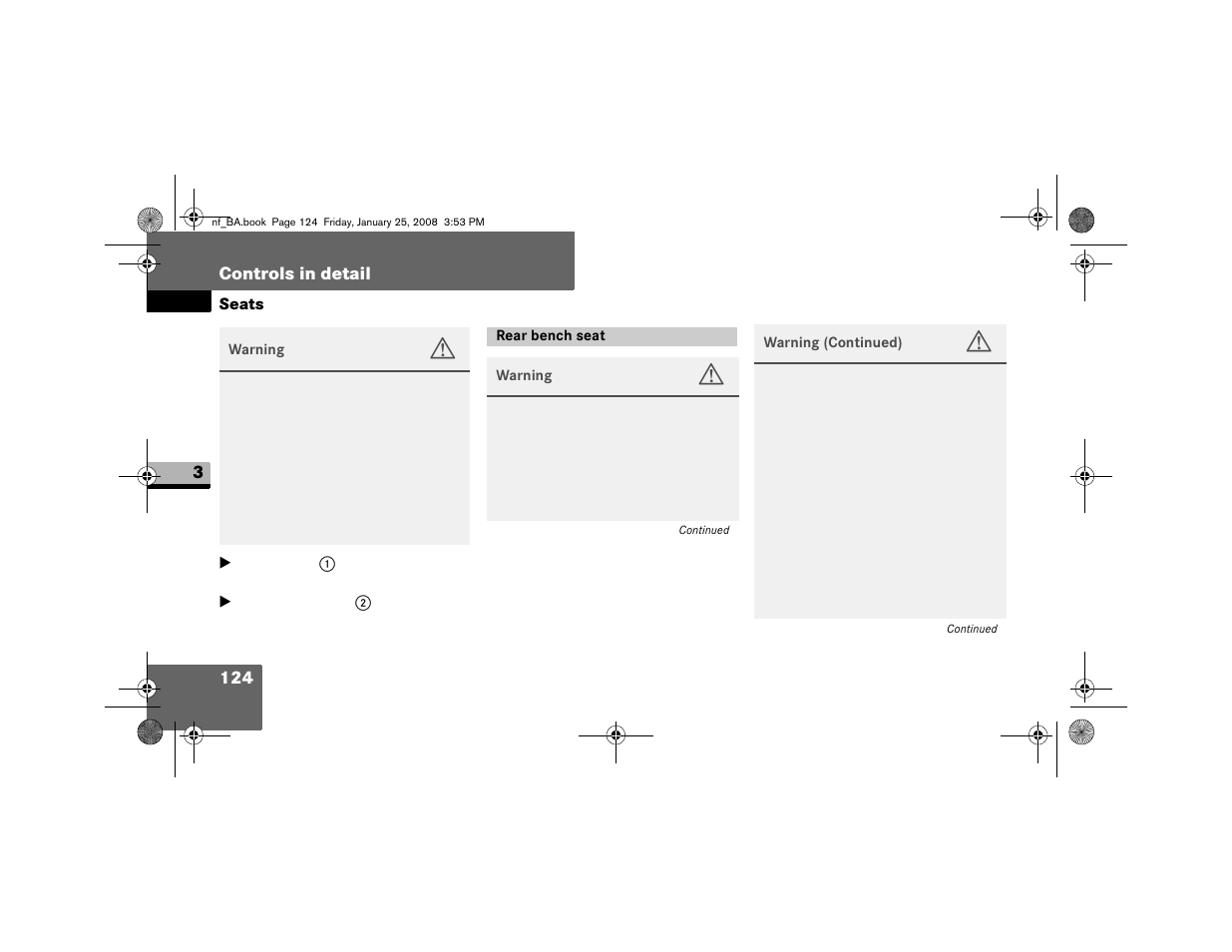 Rear bench seat | Dodge 2008 Sprinter User Manual | Page 126 / 666