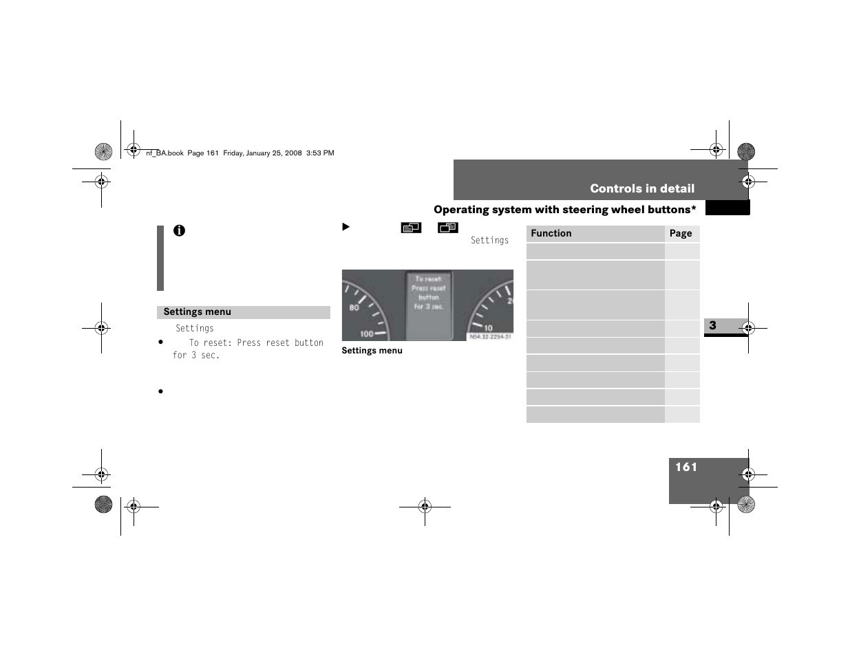 Settings menu | Dodge 2008 Sprinter User Manual | Page 163 / 666