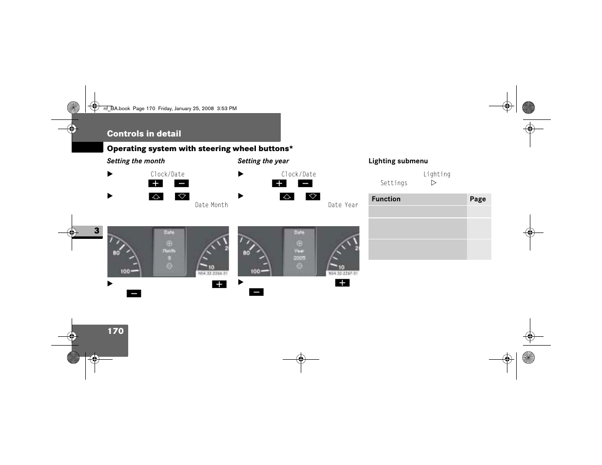 Lighting submenu | Dodge 2008 Sprinter User Manual | Page 172 / 666