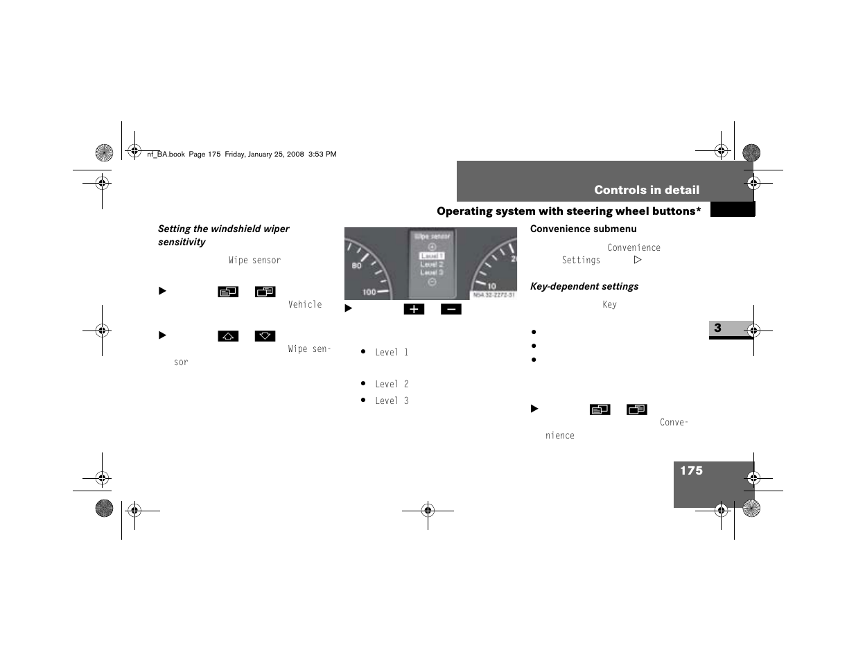 Convenience submenu | Dodge 2008 Sprinter User Manual | Page 177 / 666