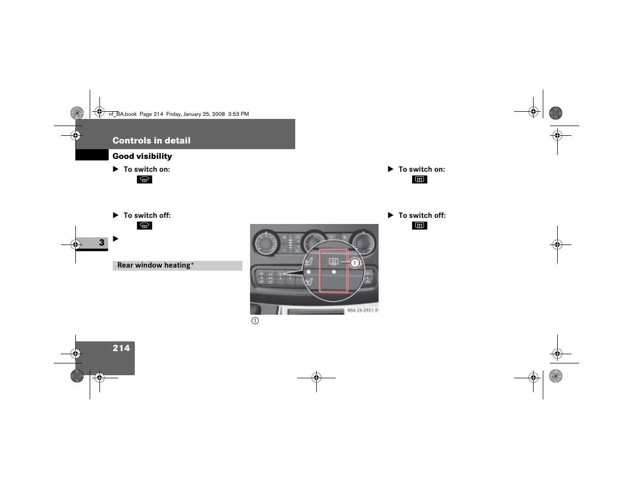 Rear window heating | Dodge 2008 Sprinter User Manual | Page 216 / 666