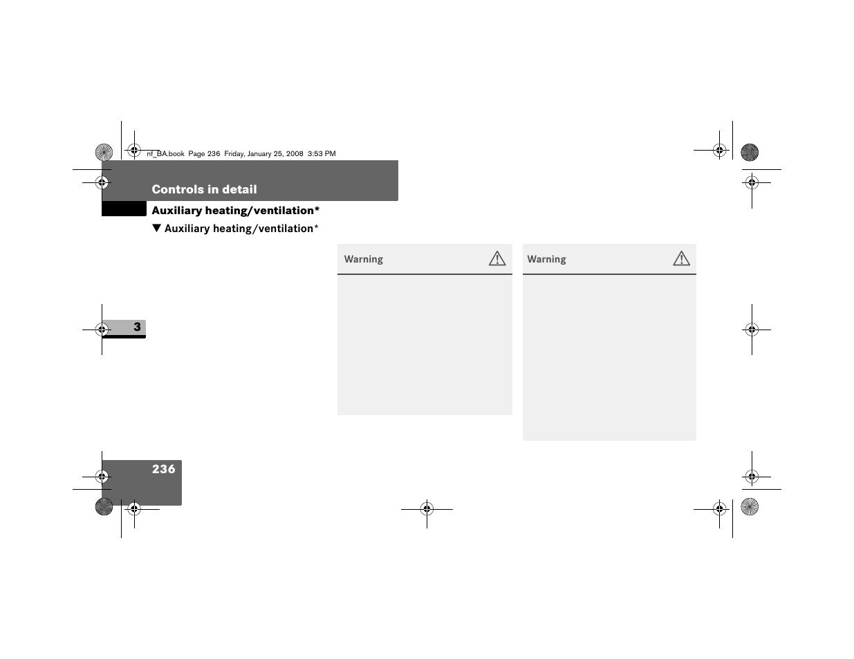 Auxiliary heating/ ventilation | Dodge 2008 Sprinter User Manual | Page 238 / 666