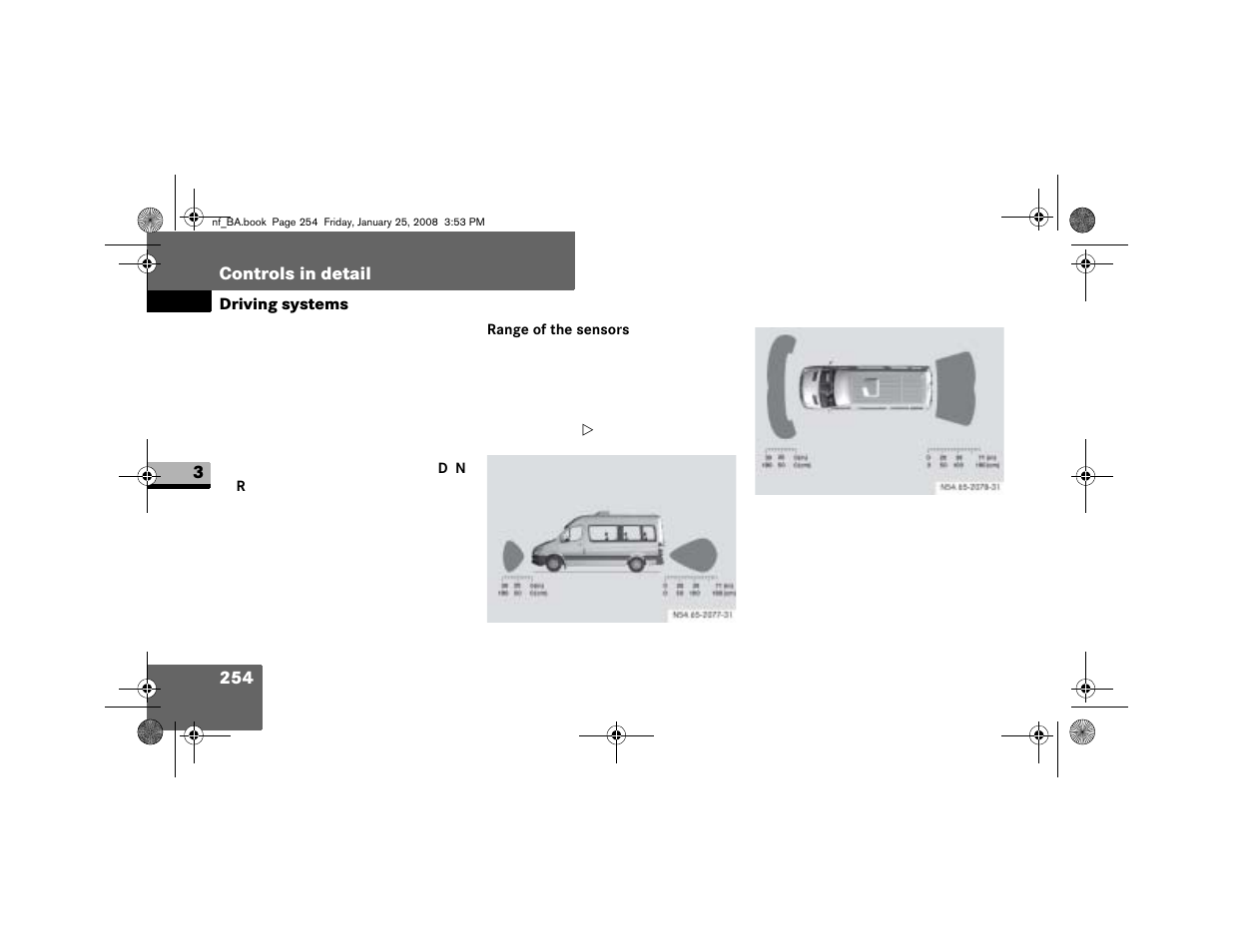 Range of the sensors | Dodge 2008 Sprinter User Manual | Page 256 / 666