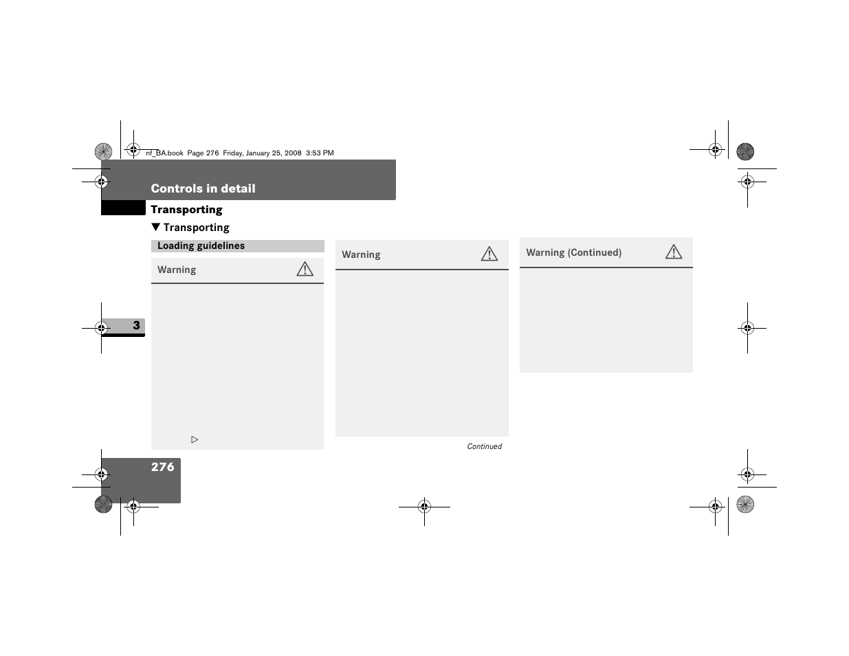 Transporting, Loading guidelines | Dodge 2008 Sprinter User Manual | Page 278 / 666