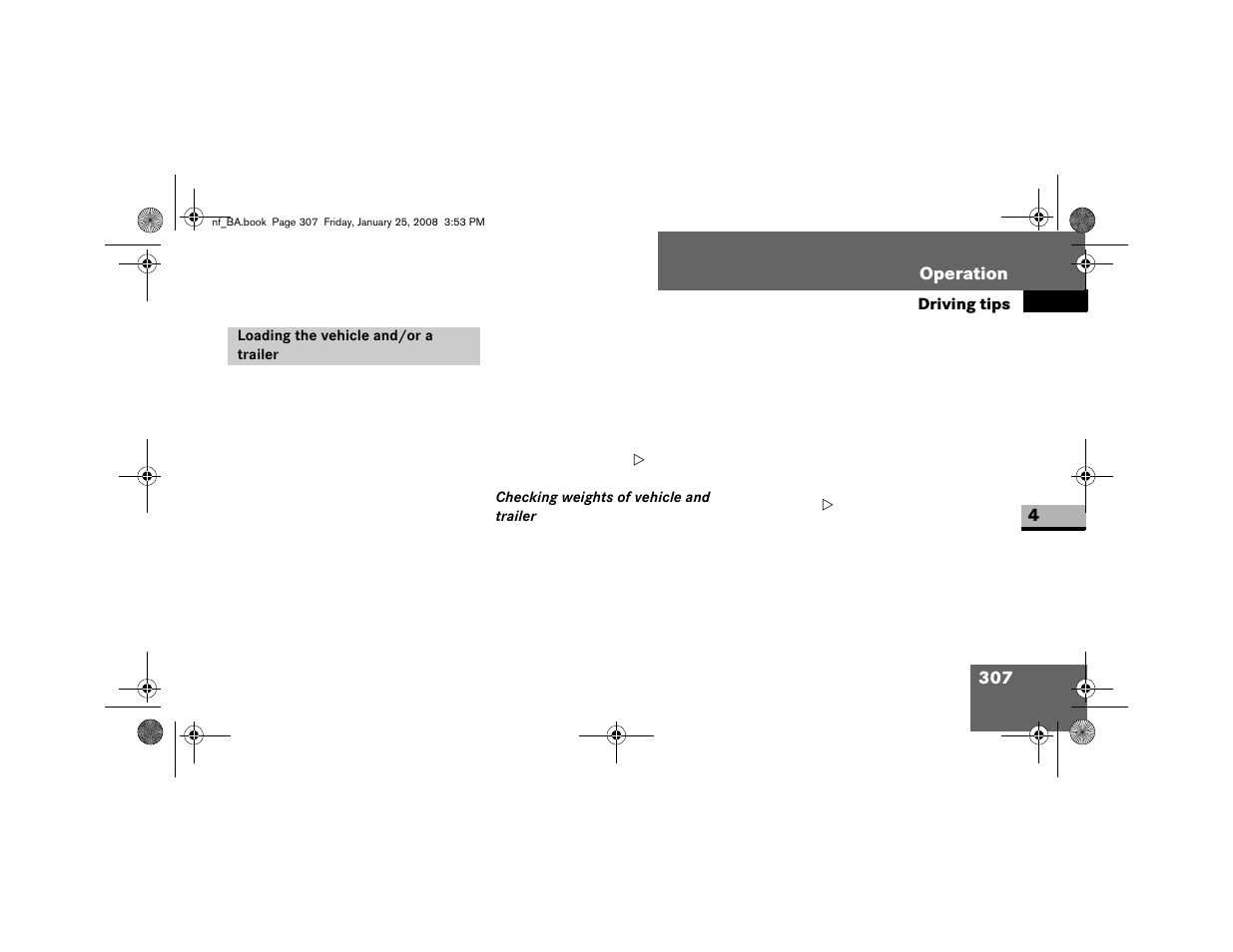 Loading the vehicle and/ or a trailer | Dodge 2008 Sprinter User Manual | Page 309 / 666