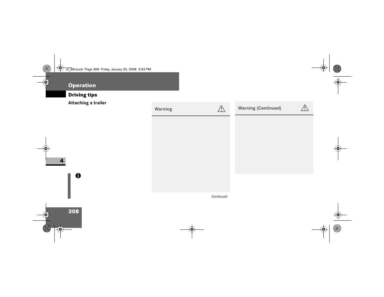 Attaching a trailer | Dodge 2008 Sprinter User Manual | Page 310 / 666