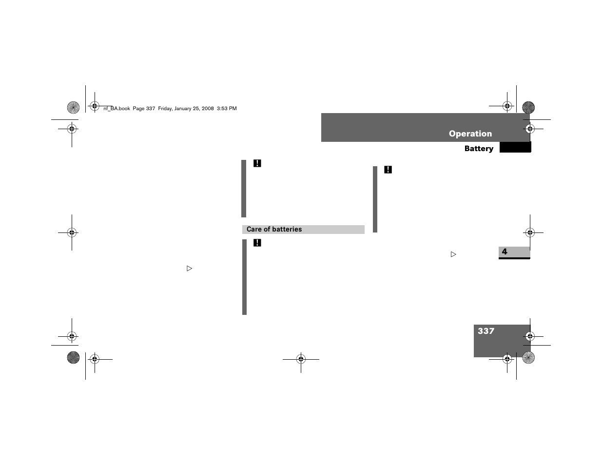 Care of batteries | Dodge 2008 Sprinter User Manual | Page 339 / 666