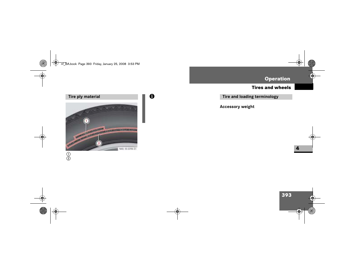 Tire ply material, Tire and loading terminology, Accessory weight | Dodge 2008 Sprinter User Manual | Page 395 / 666