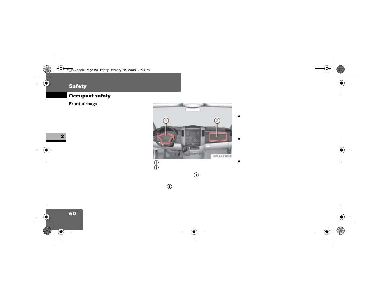 Front airbags | Dodge 2008 Sprinter User Manual | Page 52 / 666