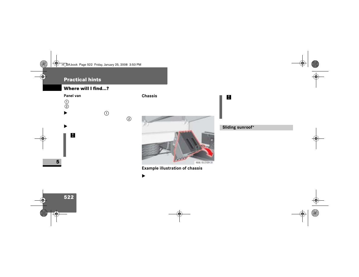 Chassis, Sliding sunroof | Dodge 2008 Sprinter User Manual | Page 524 / 666