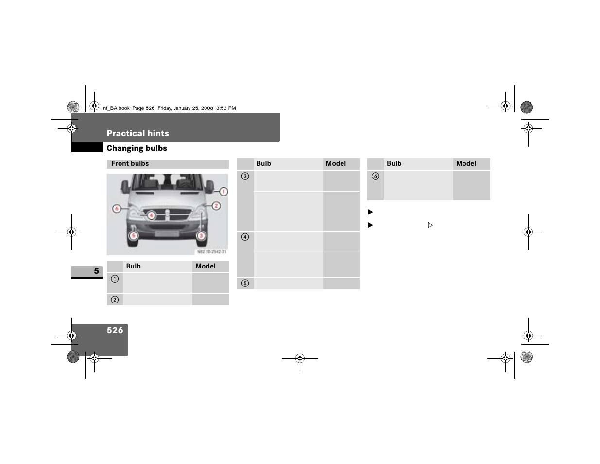 Front bulbs | Dodge 2008 Sprinter User Manual | Page 528 / 666