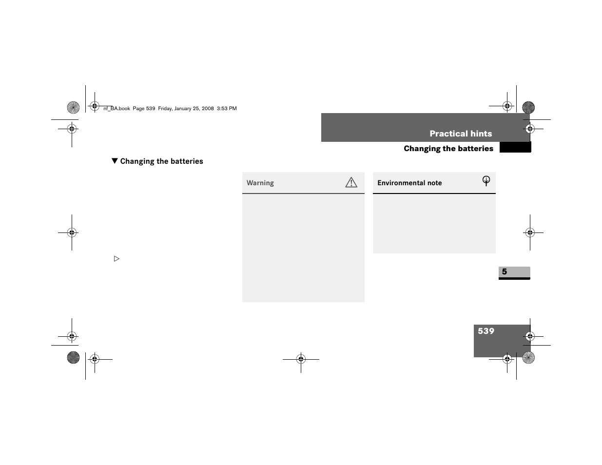 Changing the batteries | Dodge 2008 Sprinter User Manual | Page 541 / 666