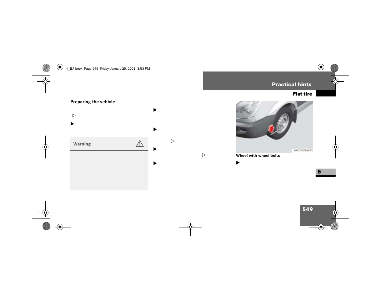 Preparing the vehicle | Dodge 2008 Sprinter User Manual | Page 551 / 666