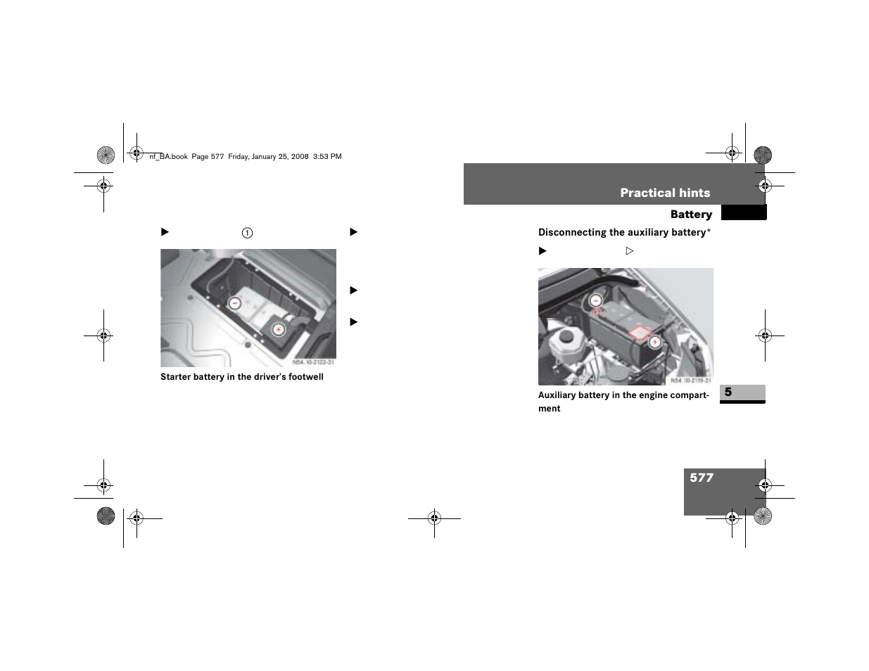 Disconnecting the auxiliary battery | Dodge 2008 Sprinter User Manual | Page 579 / 666